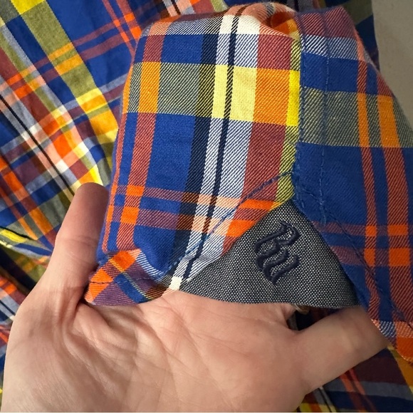 Rocawear Classic Mens Long Sleeve Blue Orange & Yellow Plaid Button Up Sz XL GUC - Picture 6 of 8